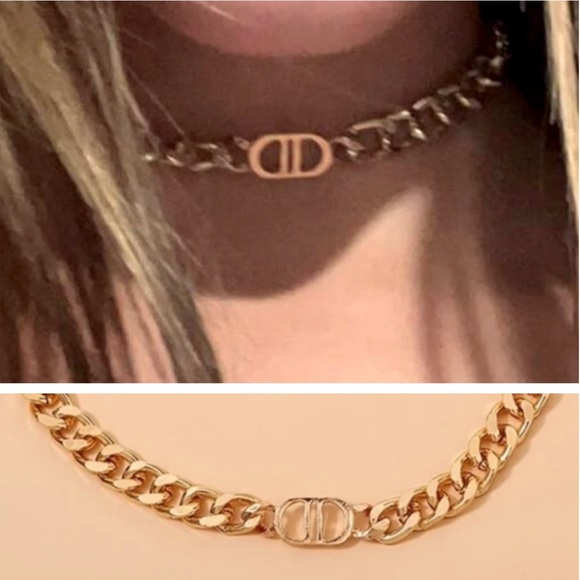 NEW CD Gold Tone Choker or Necklace CC, CID or Whatever Letter Combo You Want - Picture 5 of 6
